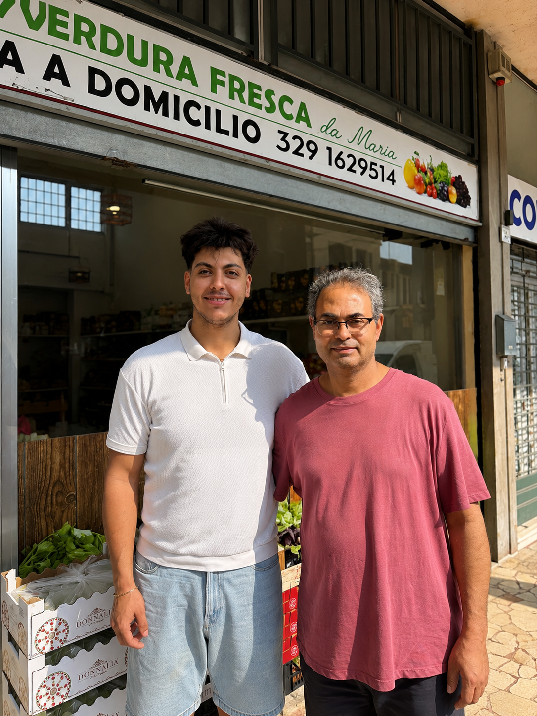 Il team di Ortofrutta da Maria davanti al negozio